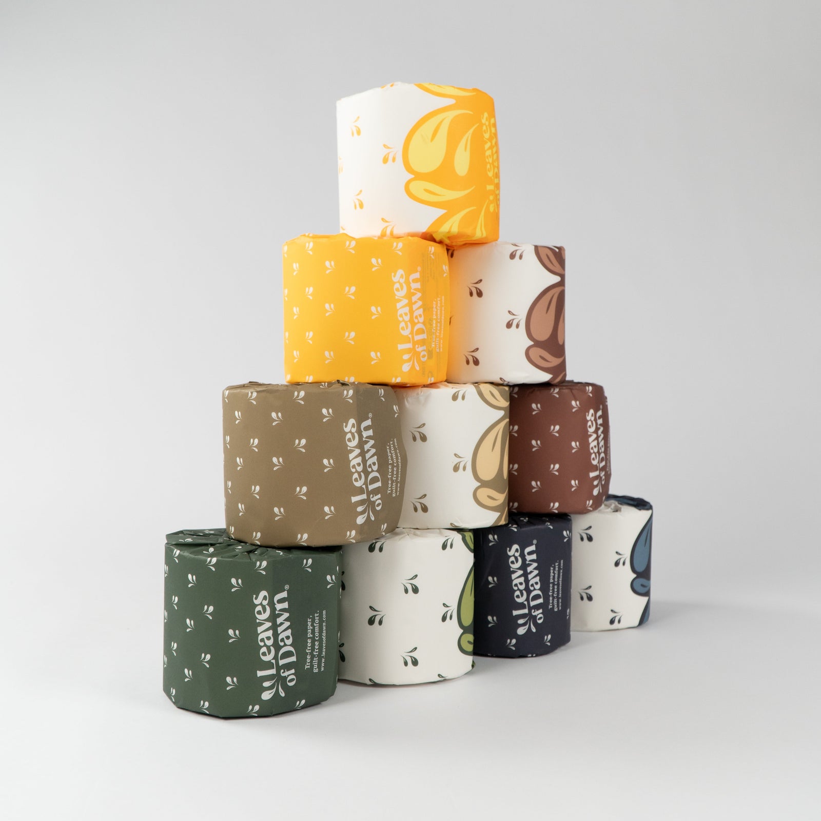 Leaves of Dawn bamboo toilet paper rolls packshot.